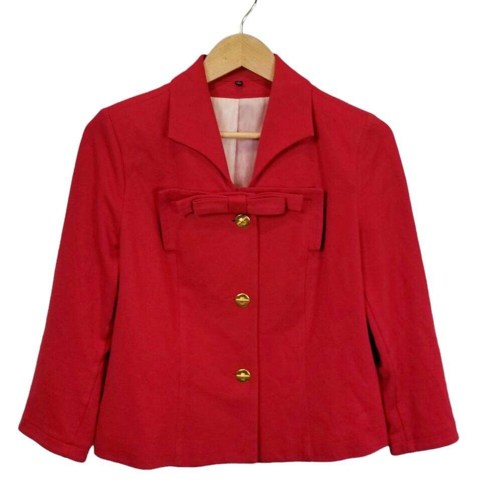 CAbi Women's Love Beau Red Bow Blazer Jacket Style 3035 Size 6